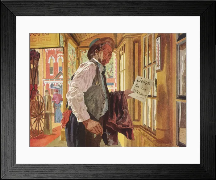 Framed Print : Shopkeeper Closes Up Date: 1950 Framed Print : Shopkeeper Closes Up Date: 1950