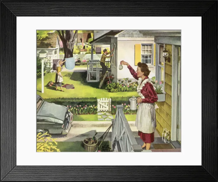 Framed Print : Neighborly Coffee Break Date: 1950 Framed Print : Neighborly Coffee Break Date: 1950