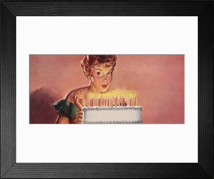 Framed Print : Girl Makes a Wish Date: 1950 Framed Print : Girl Makes a Wish Date: 1950