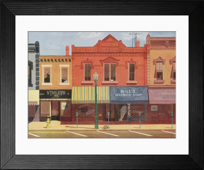 Framed Print : Main Street Businesses Date: 1950 Framed Print : Main Street Businesses Date: 1950