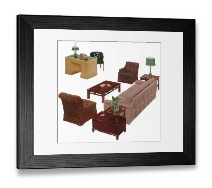 Framed Print : Living Room Suite Date: 1950 Framed Print : Living Room Suite Date: 1950