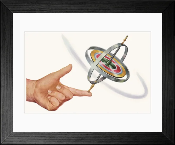 Framed Print : Top Spinning on Finger Date: 1950 Framed Print : Top Spinning on Finger Date: 1950