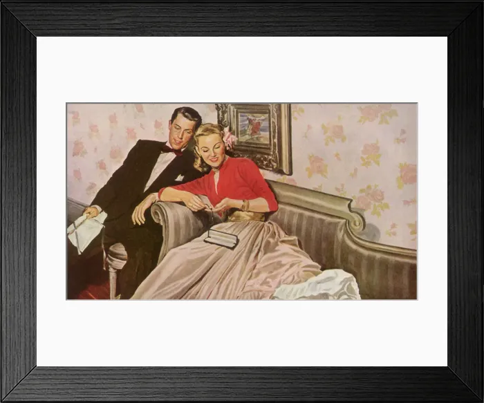Framed Print : Couple Eyes New Watch Date: 1950 Framed Print : Couple Eyes New Watch Date: 1950