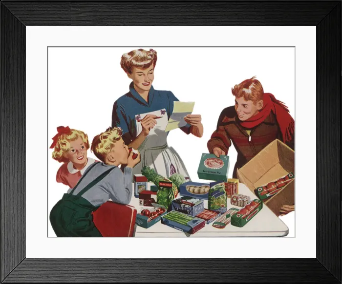 Framed Print : Grocery Delivery Date: 1950 Framed Print : Grocery Delivery Date: 1950