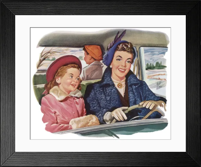Framed Print : Driving With Mom Date: 1950 Framed Print : Driving With Mom Date: 1950