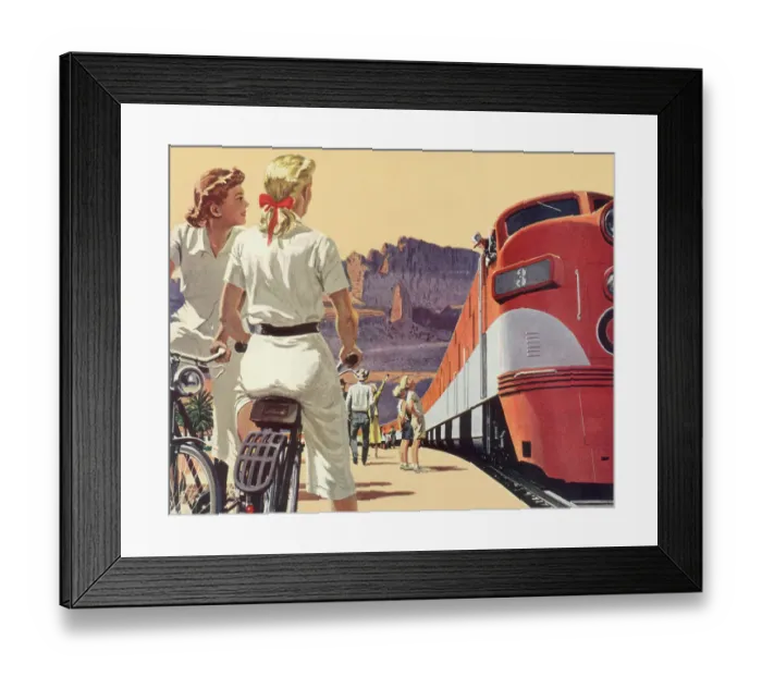 Framed Print : Engineer Chats with Boys Date: 1950 Framed Print : Engineer Chats with Boys Date: 1950