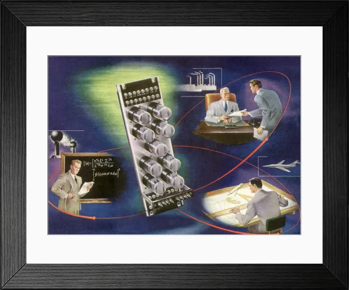 Framed Print : Technologys Orbits Date: 1950 Framed Print : Technologys Orbits Date: 1950