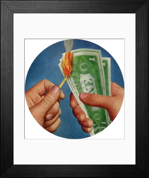 Framed Print : Money To Burn Date: 1950 Framed Print : Money To Burn Date: 1950