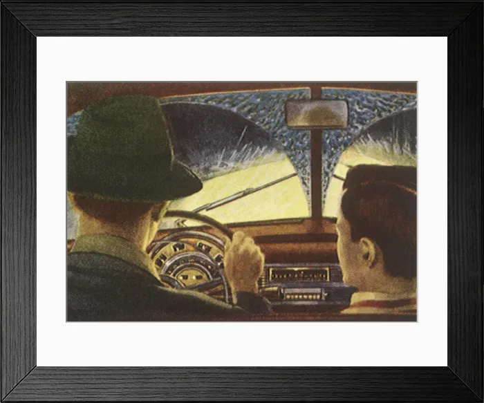 Framed Print : Driving in the Rain Date: 1950 Framed Print : Driving in the Rain Date: 1950