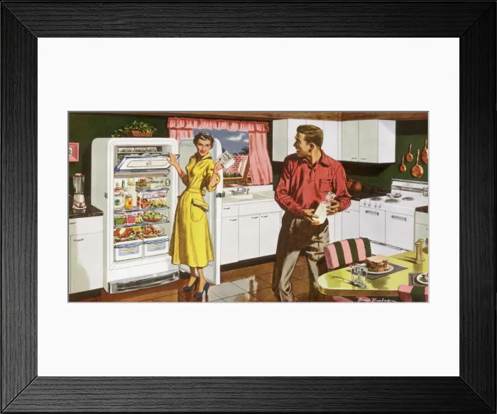 Framed Print : Couple Make Lunch Date: 1950 Framed Print : Couple Make Lunch Date: 1950