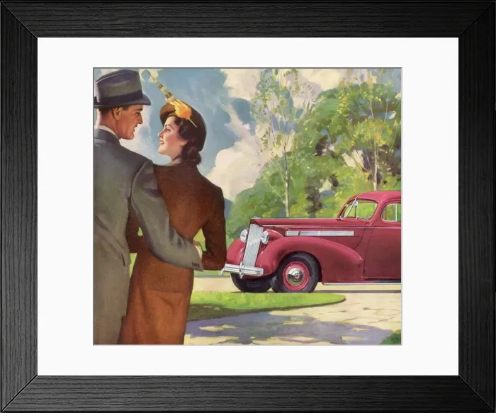 Framed Print : Close Couple with Car Date: 1938 Framed Print : Close Couple with Car Date: 1938