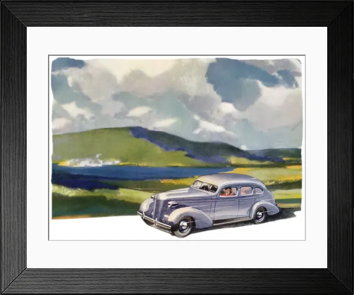 Framed Print : Couple on Country Drive Date: 1938 Framed Print : Couple on Country Drive Date: 1938