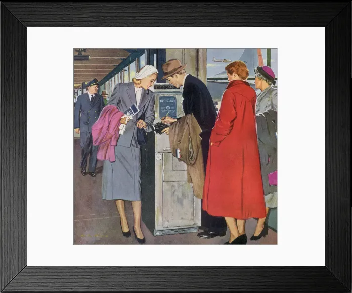 Framed Print : Buying Travel Insurance Date: 1950 Framed Print : Buying Travel Insurance Date: 1950