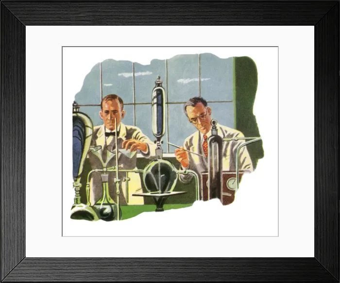 Framed Print : Chemists in Laboratory Date: 1950 Framed Print : Chemists in Laboratory Date: 1950
