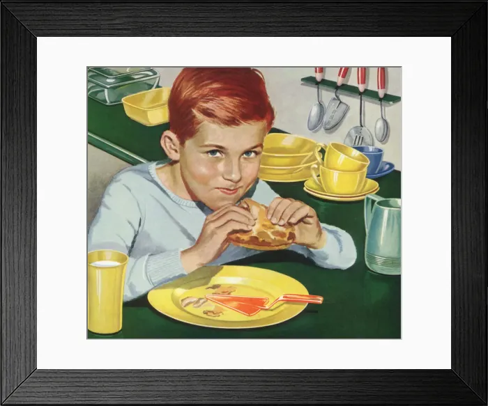 Framed Print : Boy Sneaks Last of Pie Date: 1950 Framed Print : Boy Sneaks Last of Pie Date: 1950