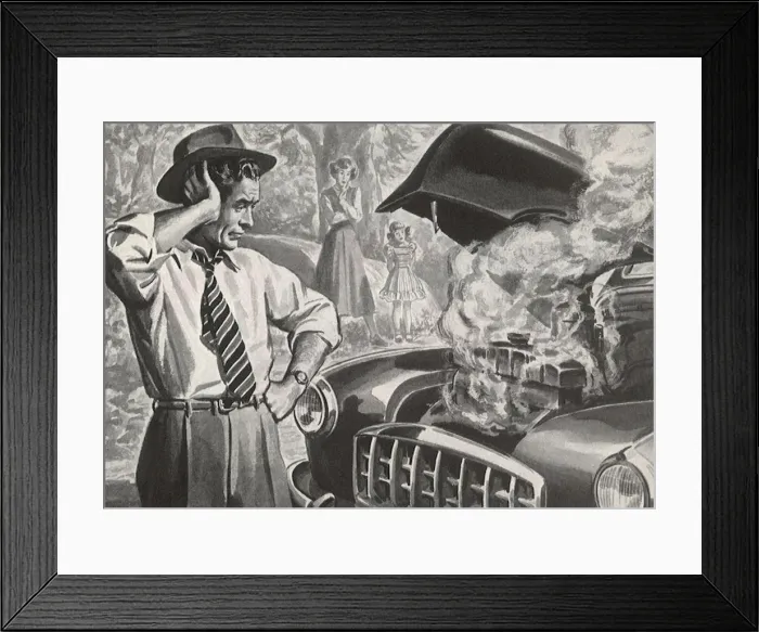 Framed Print : Car Trouble Date: 1950 Framed Print : Car Trouble Date: 1950