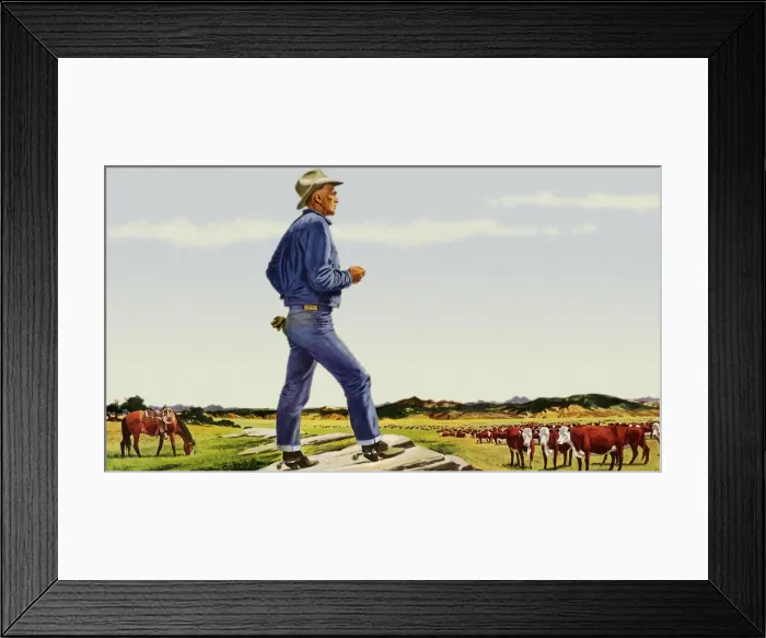Framed Print : Cowboy Views Herd Date: 1947 Framed Print : Cowboy Views Herd Date: 1947