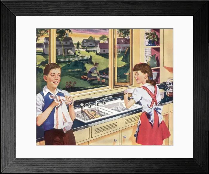Framed Print : Doing the Dishes Date: 1947 Framed Print : Doing the Dishes Date: 1947