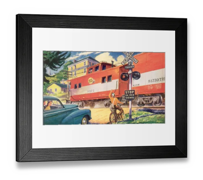 Framed Print : Waving to Engineer Date: 1947 Framed Print : Waving to Engineer Date: 1947