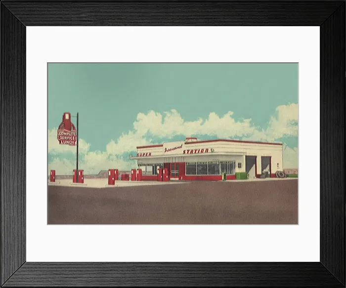 Framed Print : Filling Station Date: 1950 Framed Print : Filling Station Date: 1950