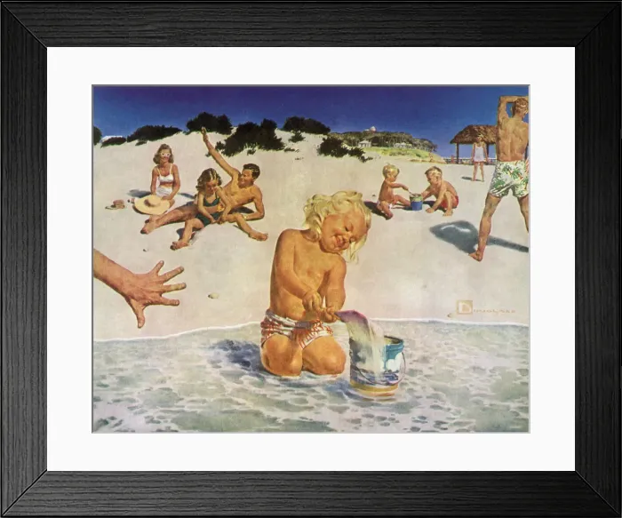 Framed Print : Child Plays in Water Date: 1948 Framed Print : Child Plays in Water Date: 1948