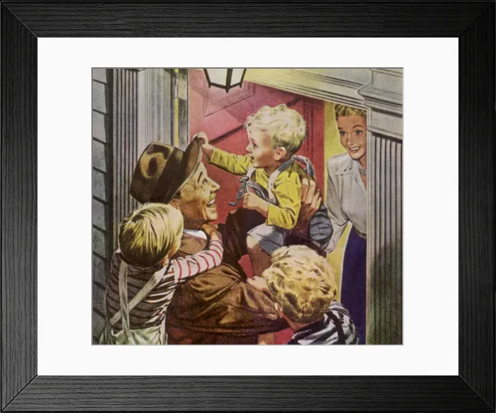 Framed Print : Big Welcome For Dad Date: 1948 Framed Print : Big Welcome For Dad Date: 1948