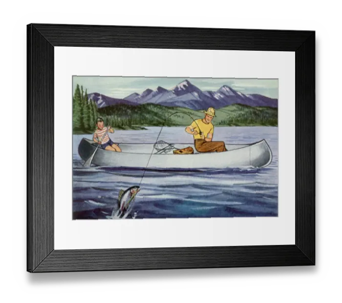 Framed Print : Fishing From Canoe Date: 1947 Framed Print : Fishing From Canoe Date: 1947
