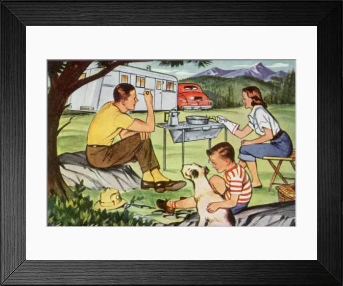 Framed Print : Family Camping Trip Date: 1947 Framed Print : Family Camping Trip Date: 1947