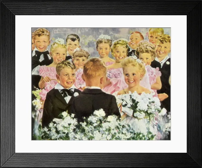 Framed Print : Kids Mock Wedding Date: 1948 Framed Print : Kids Mock Wedding Date: 1948