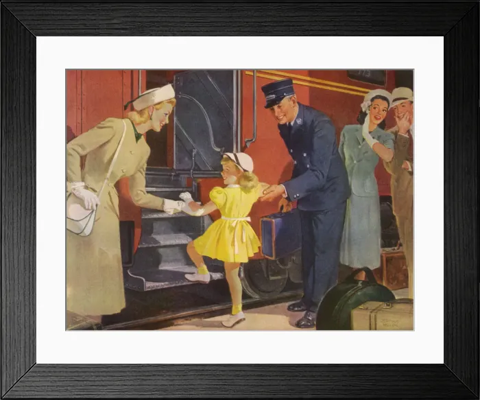 Framed Print : Little Lady Hops Aboard Date: 1948 Framed Print : Little Lady Hops Aboard Date: 1948