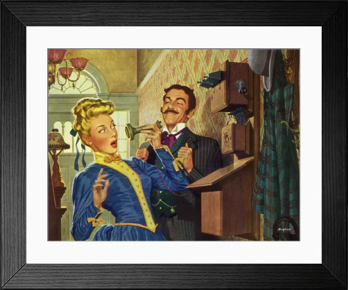 Framed Print : Woman Amazed by Phone Date: 1948 Framed Print : Woman Amazed by Phone Date: 1948