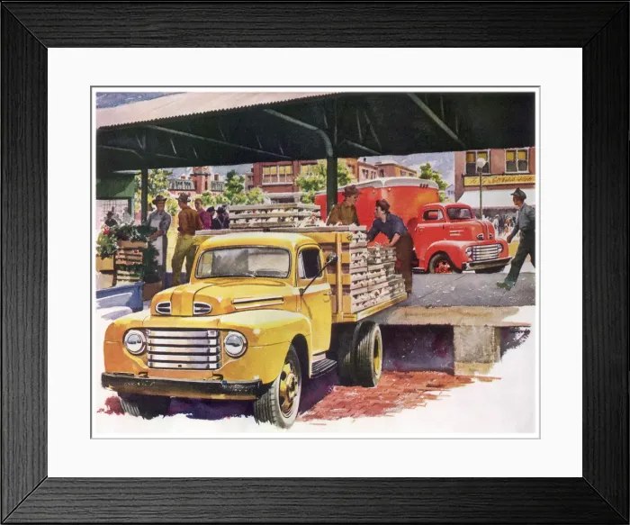 Framed Print : Unloading Chickens Date: 1948 Framed Print : Unloading Chickens Date: 1948