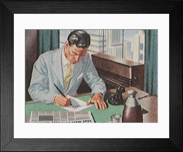 Framed Print : Employee Does Paperwork Date: 1948 Framed Print : Employee Does Paperwork Date: 1948