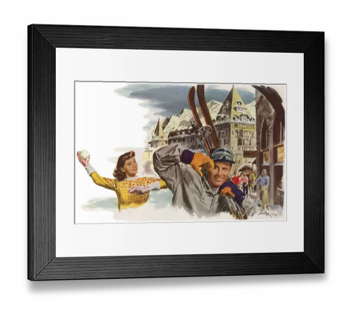 Framed Print : Couple Play in Alps Date: 1948 Framed Print : Couple Play in Alps Date: 1948
