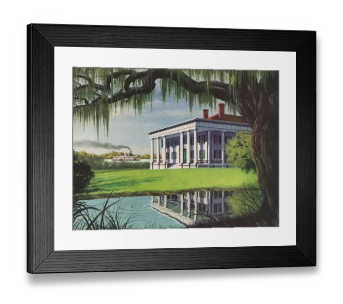 Framed Print : Southern Home on River Date: 1948 Framed Print : Southern Home on River Date: 1948