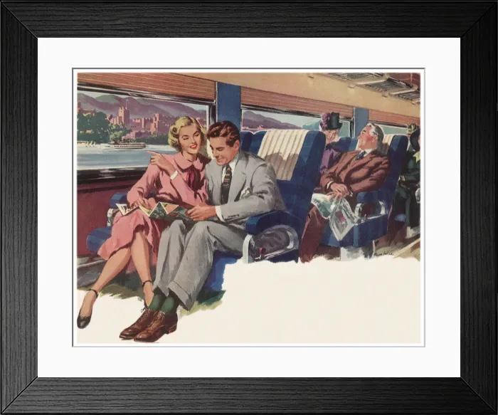 Framed Print : Couple on a Train Date: 1948 Framed Print : Couple on a Train Date: 1948