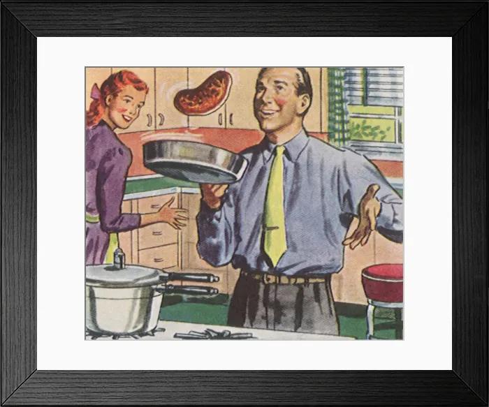 Framed Print : Flipping Pancakes Date: 1948 Framed Print : Flipping Pancakes Date: 1948