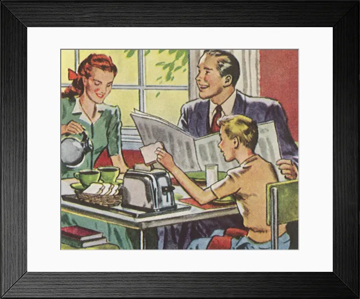 Framed Print : Family Breakfast Scene Date: 1948 Framed Print : Family Breakfast Scene Date: 1948