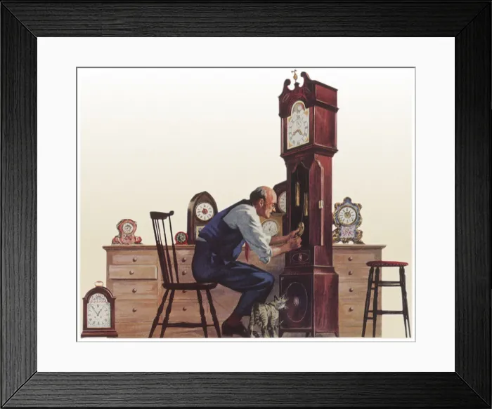 Framed Print : Clock Maker at Work Date: 1948 Framed Print : Clock Maker at Work Date: 1948