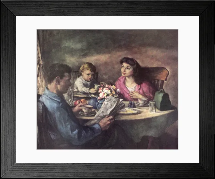 Framed Print : Family Breakfast Scene Framed Print : Family Breakfast Scene