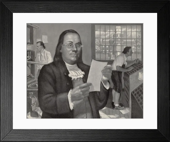 Framed Print : Benjamin Franklin at Work Date: 1948 Framed Print : Benjamin Franklin at Work Date: 1948
