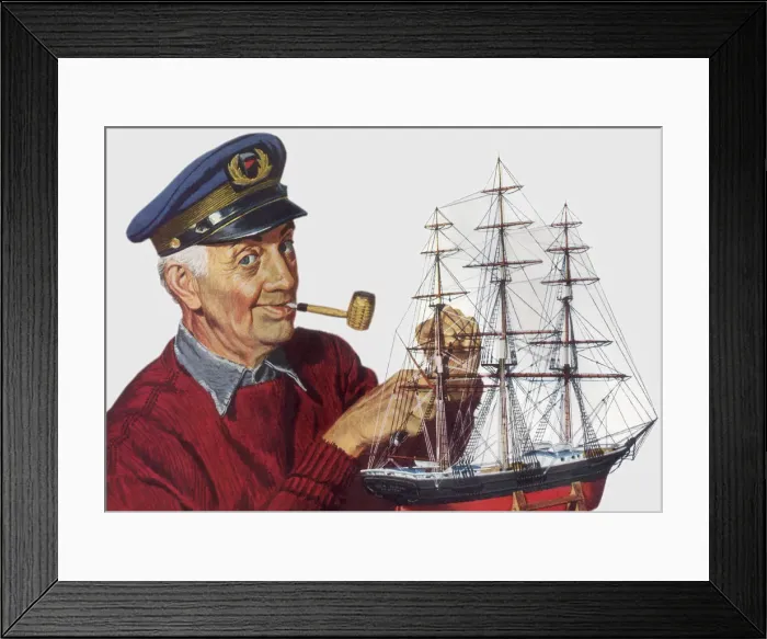 Framed Print : Man Makes Ship Model Date: 1948 Framed Print : Man Makes Ship Model Date: 1948