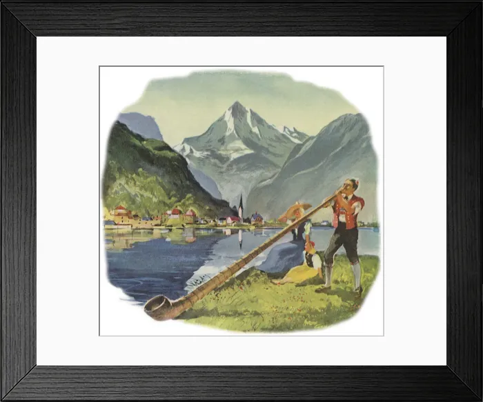 Framed Print : Swiss Alpine Horn Date: 1948