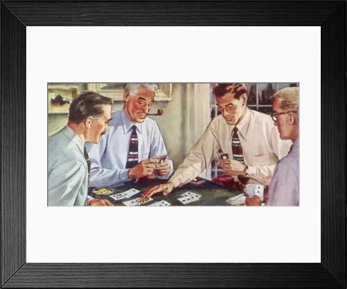 Framed Print : Men Playing Cards Date: 1948 Framed Print : Men Playing Cards Date: 1948