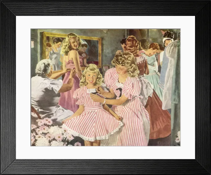 Framed Print : Fashion Show Backstage Date: 1948 Framed Print : Fashion Show Backstage Date: 1948