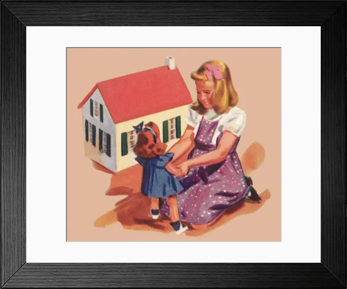 Framed Print : Girl Plays with Doll Date: 1941 Framed Print : Girl Plays with Doll Date: 1941