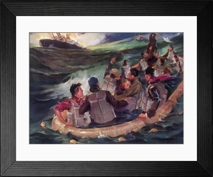 Framed Print : Lifeboat Signaling Date: 1941 Framed Print : Lifeboat Signaling Date: 1941