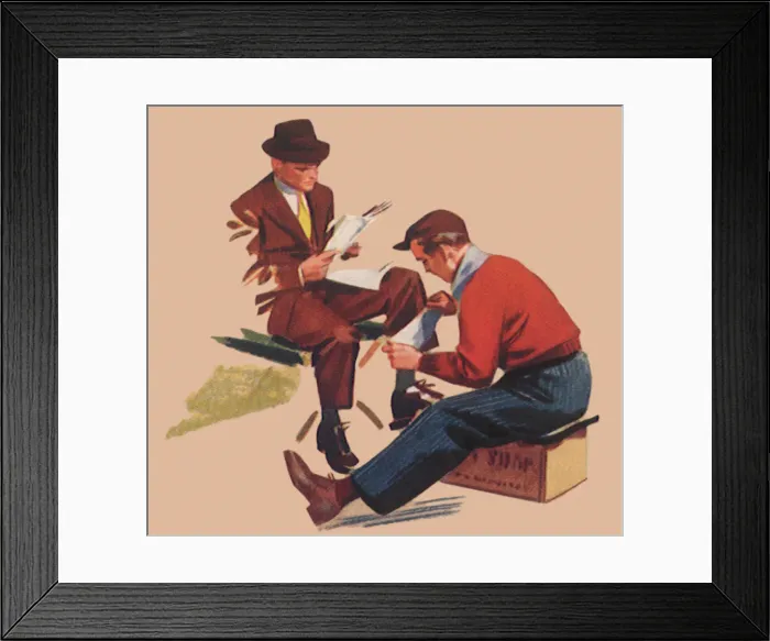 Framed Print : Man Gets Shoe Shine Date: 1941 Framed Print : Man Gets Shoe Shine Date: 1941