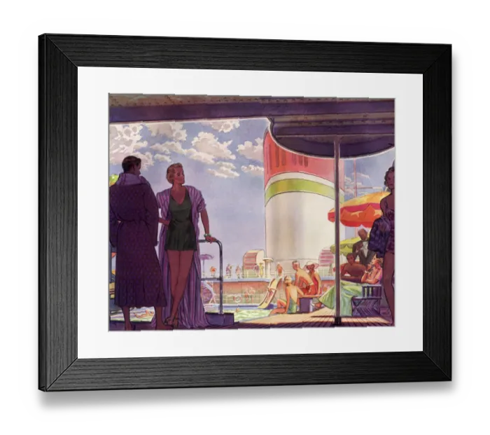 Framed Print : Pool Deck Date: 1938 Framed Print : Pool Deck Date: 1938