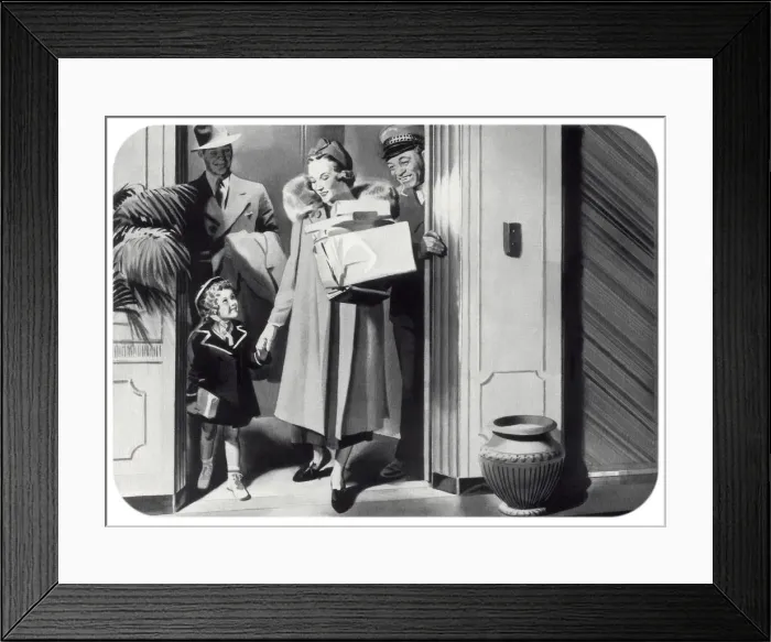 Framed Print : Exiting an Elevator Date: 1938 Framed Print : Exiting an Elevator Date: 1938